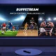 Live sports streaming interface on Buffstream showing football and basketball matches across multiple devices