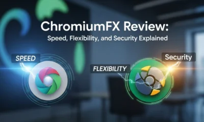 ChromiumFX browser interface showing high-speed performance, security features, and customizable options for developers and users