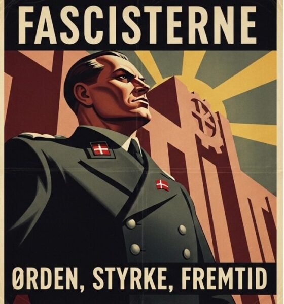 A historical depiction of fascisterne with symbols of early 20th-century fascist movements.