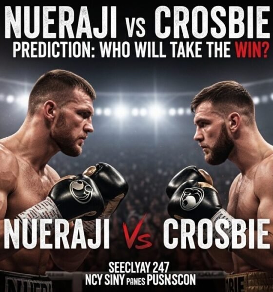 Nueraji and Crosbie facing off in the octagon before their fight